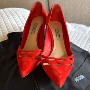 Prada Calzature Donna Wav-Cut Suede Pumps